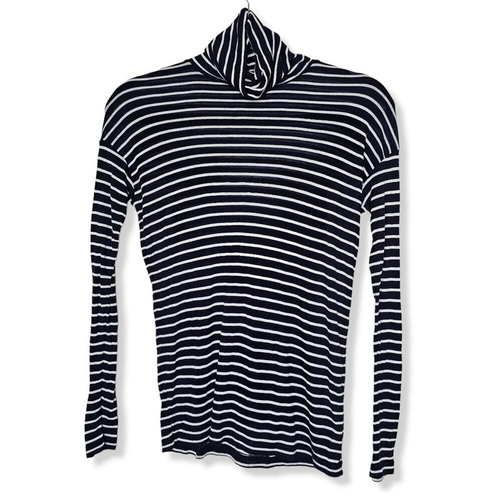 ⚡️J Crew XXS  Blue Striped Turtleneck Cashmere Lightweight Nautical Fisherman